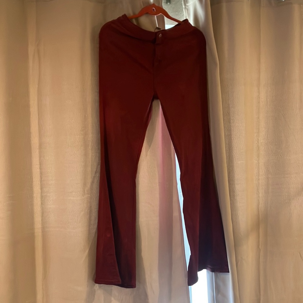 Pink high rise flared bottoms jeans